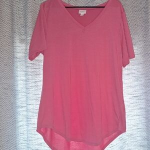Pink V-Neck Short Sleeve Top